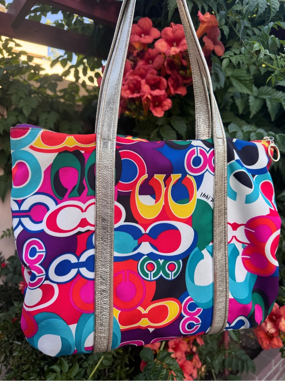 Vintage Coach Poppy Pop Signature C Glam Tote - Picture 2 of 10